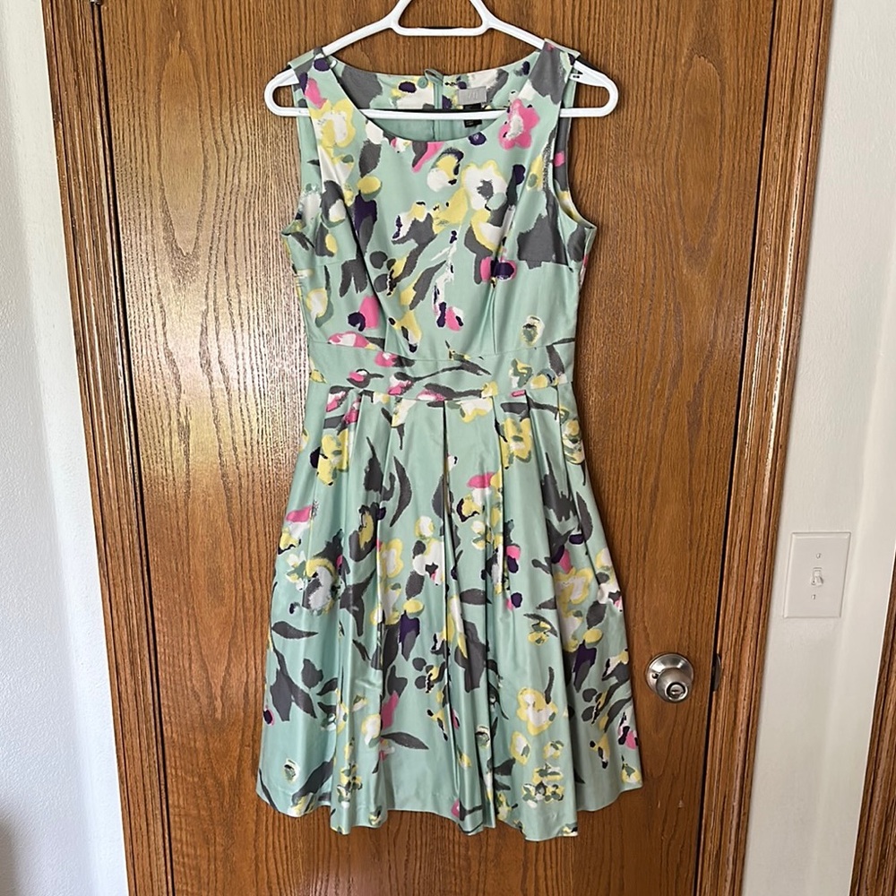 H&M Pink and Purple Pleated Midi Dress Crew Neck Sleeveless